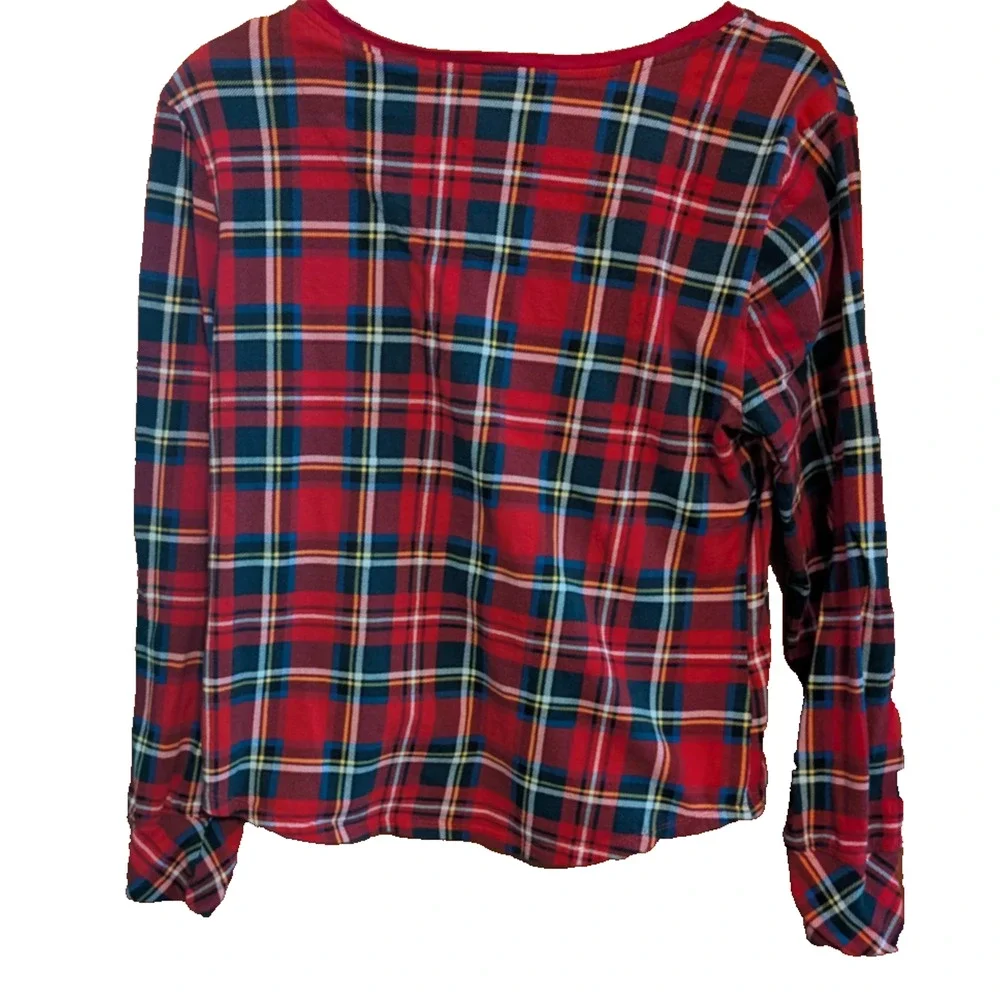 Ralph Lauren Girls Red Plaid Long Sleeve Top Polo Pony Logo LARGE‎